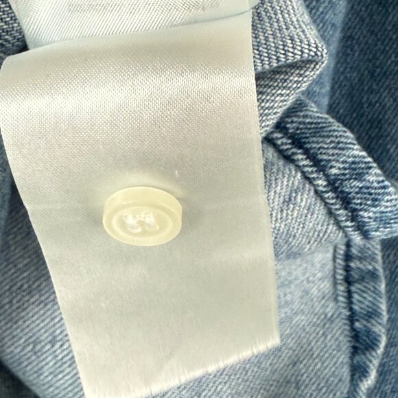 COS Oversized Cropped Elbow Sleeves Cotton Tencel Collared Denim Shirt Womens 2 - Picture 8 of 9